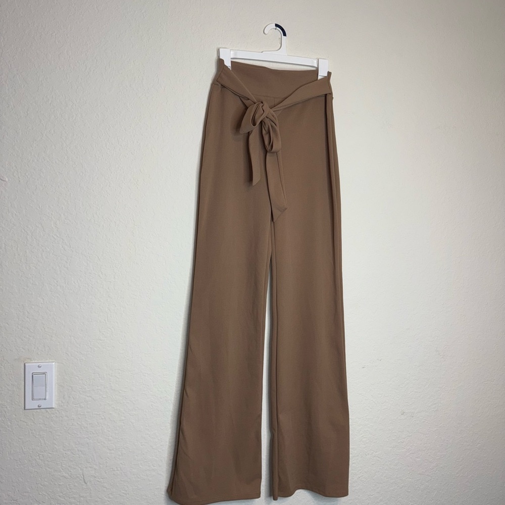Elegant Tan High-Waisted Pants
